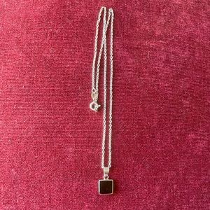 New 925 Sterling Silver Black Onyx Pendant Necklace